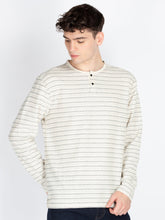 Mens Striped Henley Neck T-Shirt